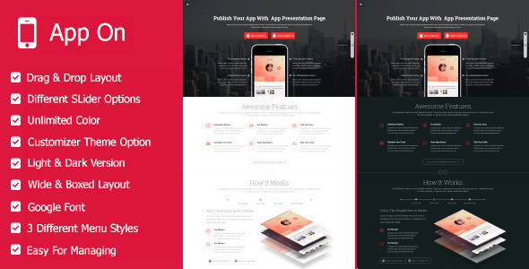 App on - Landing Pages WordPress Theme icon