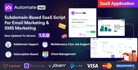 AutomateMail - Subdomain-Based SaaS Script For Email Marketing & SMS Marketing (Multitenancy) icon
