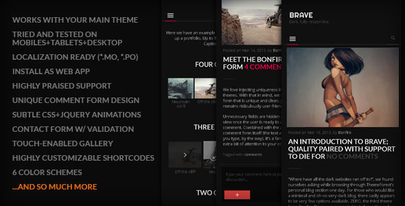 BRAVE - A dark, clean, fully responsive WP theme icon
