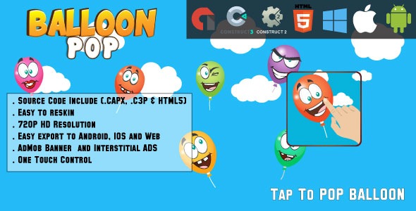 Balloon Pop - HTML5 Game - Web & Mobile + AdMob (CAPX, C3p and HTML5) icon
