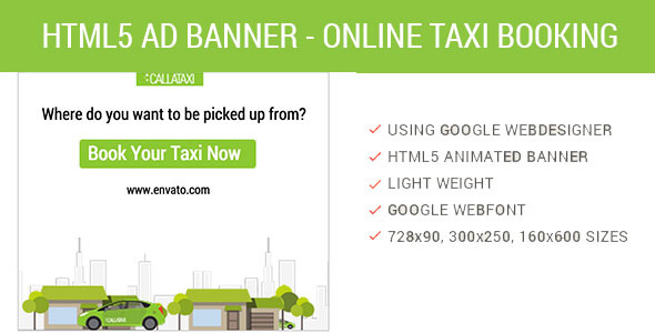 Book Online Taxi - HTML5 Animated AD icon