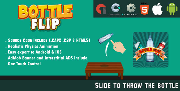 Bottle Flip Challenge - HTML5 Game - Android & IOS + AdMob (HTML5, CAPX & C3P) icon
