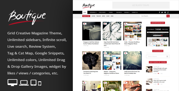 Boutique Grid = Creative Magazine WordPress Theme icon