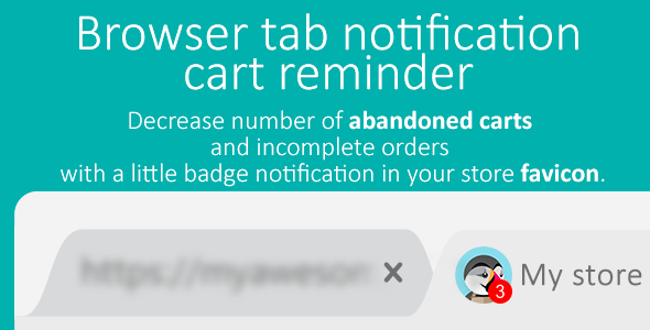 Browser tab badge notification - cart reminder icon