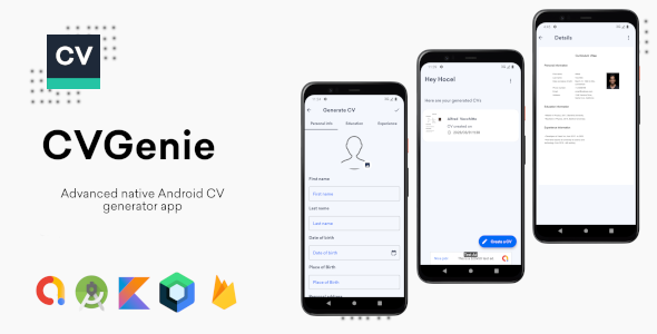 CVGenie - Advanced native Android CV generator app icon