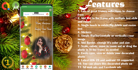 Christmas Photo Frame Creator (Supported android 13 and SDK 31) icon