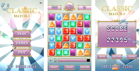 Classic Match3 - HTML5 Game + Mobile version + AdMob (Construct 3 | Construct 2 | Capx) icon