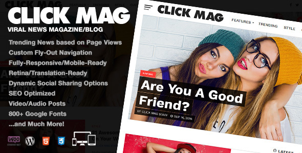 Click Mag - Viral WordPress News Magazine/Blog Theme icon