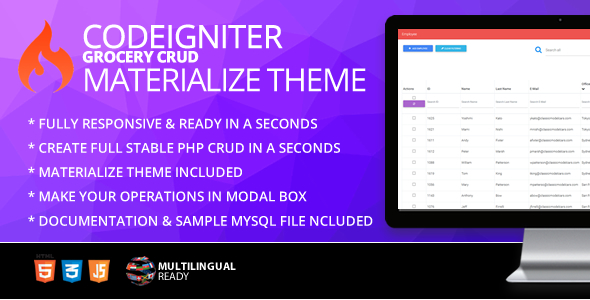 CodeIgniter Grocery CRUD Materialize Theme icon