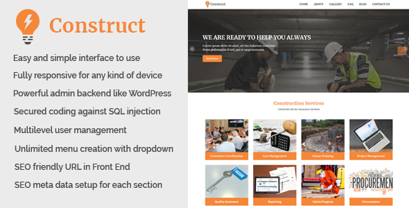 Construct - Building and Construction Website CMS icon