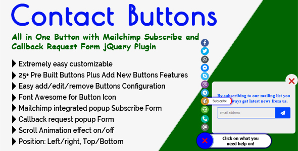 Contact Buttons - All in One Button with Mailchimp Subscribe and Callback Request Form jQuery Plugin icon