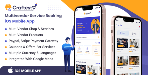 Craftesty - Service Appointment Booking IOS Mobile Application (Shops, Products, Multi Vendor) icon