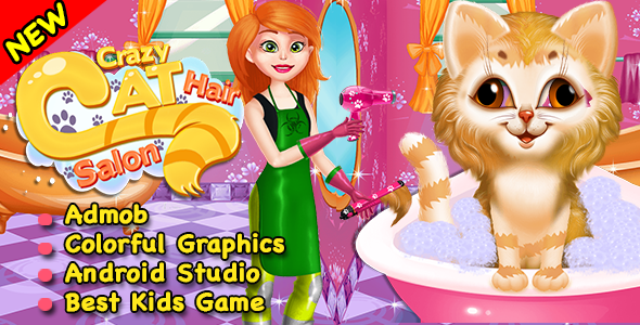 Crazy Cat Hair Salon Game For Kids + Ready For Publish icon