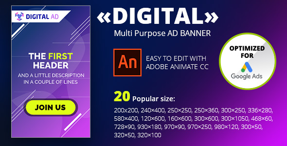«DIGITAL» Multi Purpose AD BANNER | Adobe Animate CC icon