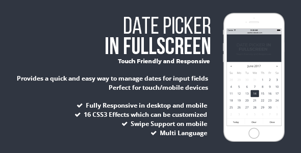 Date Picker In Fullscreen - jQuery Plugin icon
