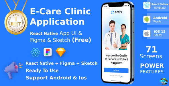 ECare ANDROID + IOS + FIGMA + SKETCH | UI Kit | ReactNative | Online Clinic App for Doctor & Patient icon