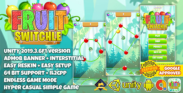 FRUIT SWITCHLE UNITY3D + ADMOB + LATEST API SUPPORT + EASY RESKIN icon