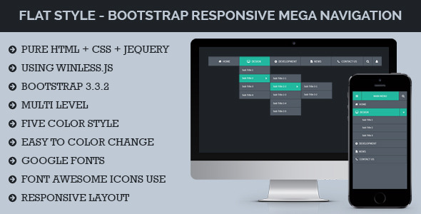 Flat Style - Bootstrap Responsive Mega Navigation icon