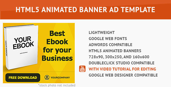 Gold Ebook HTML5 Animated Banner icon