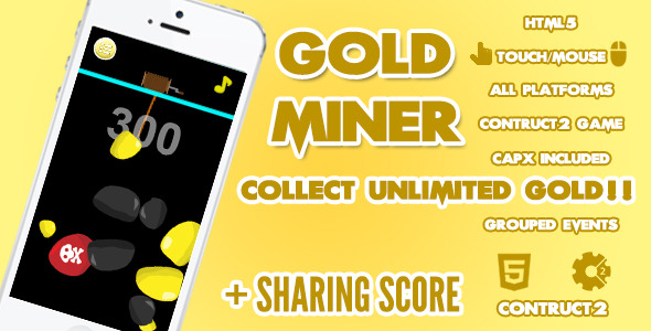 Gold Miner Game + Share Score icon