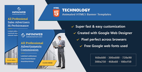 HTML5 Technology Animated Banner Ads icon