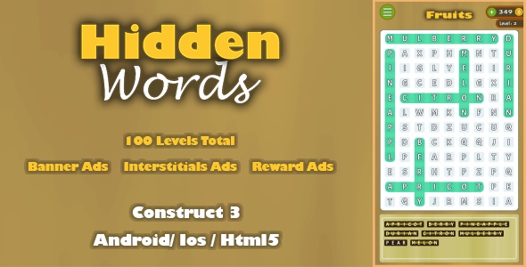 Hidden Words - HTML5 Game (Construct 3) icon
