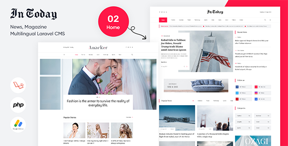 Intoday - News, Magazine Multilingual Laravel CMS icon