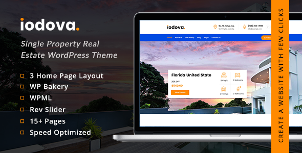 Iodova - Single Property Real Estate WordPress Theme icon