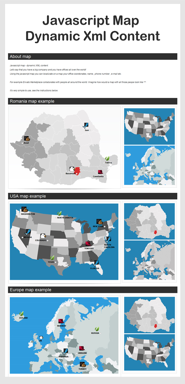 Javascript map - dynamic XML content(with tooltip) icon