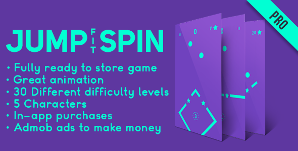 Jump Spin Fit - Fun Arcade Game IOS Template + easy to reskine + AdMob icon