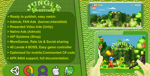 Jungle Adventures 5 2D - Complete Game Template / Project - Unity Game icon