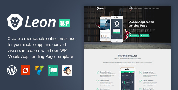 Leon – WordPress Mobile App Landing Page