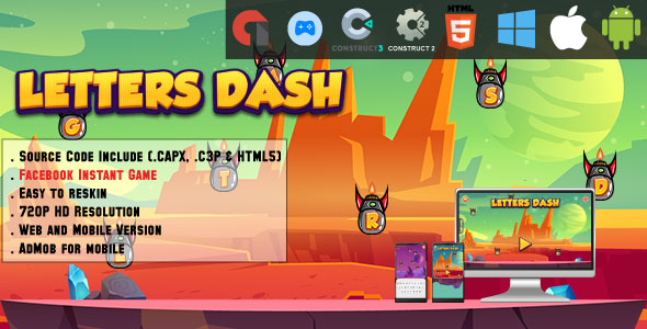 Letters Dash - HTML5 Game - Web, Mobile and FB Instant games(CAPX, C3p and HTML5) icon