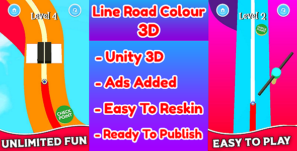 Line Road Colour 3D Game Unity Source Code (Template) With Ads Integrated icon