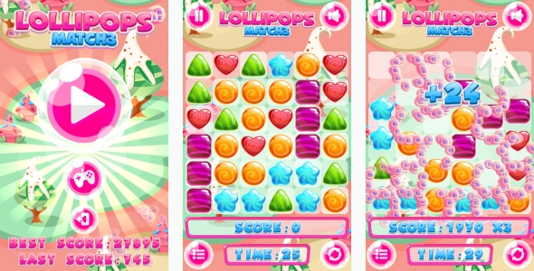 Lollipops Match3 - HTML5 Game + Mobile game! (Construct 3 | Construct 2 | Capx) icon