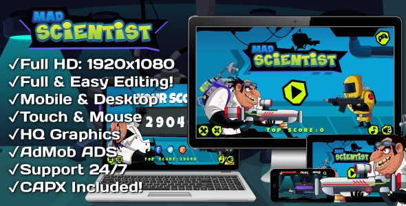 Mad Scientist - HTML5 Game 6 Levels + Mobile Version! (Construct 3 | Construct 2 | Capx) icon