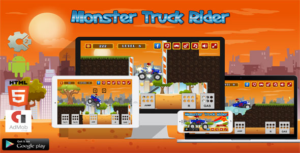 Monster Truck Rider - HTML5 Javascript game(Construct2 | Construct 3 both version included) icon