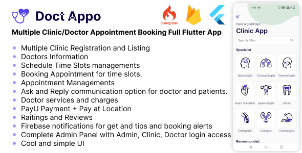 Multiple Clinics/Doctors Appointment Booking Full Flutter App image