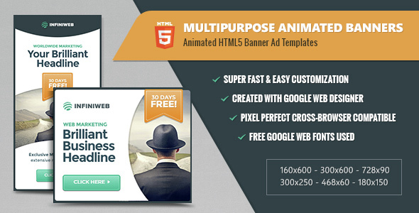Multipurpose Animated Banners - HTML5 Ad Templates GWD icon