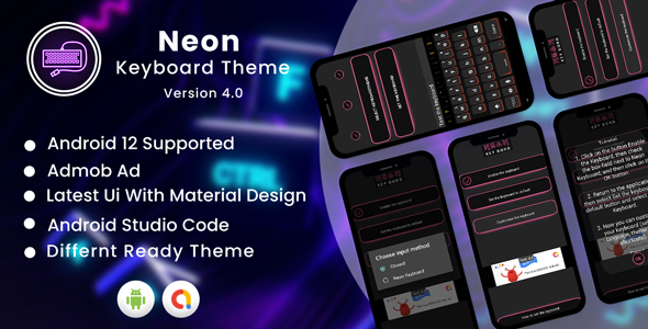 Neon Keyboard Theme | Smart Neon keyboard | LED Keyboard Theme | Android app |Admob ads | V4.0 icon