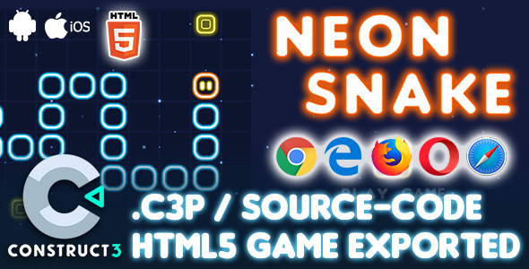 Neon Snake HTML5 Game - Construct 3 All Source-code icon