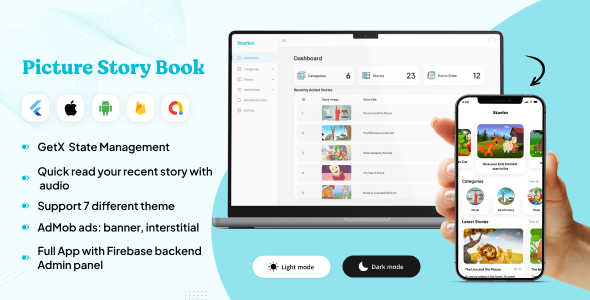 Picture Story Books for Kids with Firebase Backend + Web Admin Panel Full App ready to publish icon