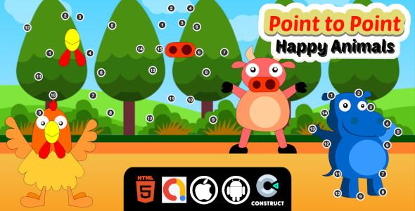Point to Point Happy Animals Construct 3 Educational kids Game with Admob for Web And Mobile icon