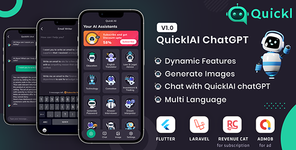 QUICKL - ChatGPT Flutter Full Application With ADMOB | Subscription Plan icon