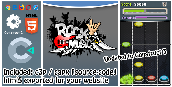 Rock Music (Guitar Hero Style) - Construct 2/3 (capx - c3p) / HTML5 Game icon