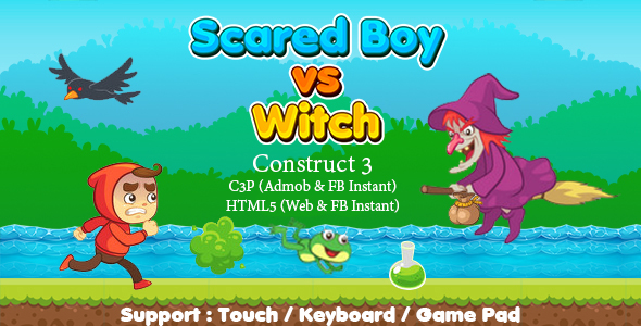 Scared Boy vs Witch (Construct 3 | C3P | HTML5) Admob Ready icon