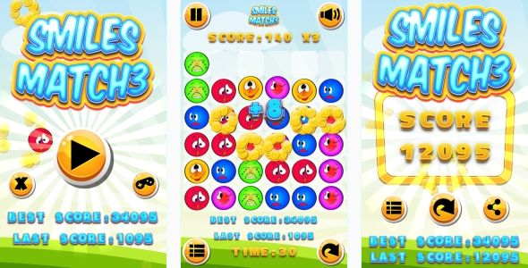 Smiles Match3 - HTML5 Game + Android + AdMob (Construct 3 | Construct 2 | Capx) icon