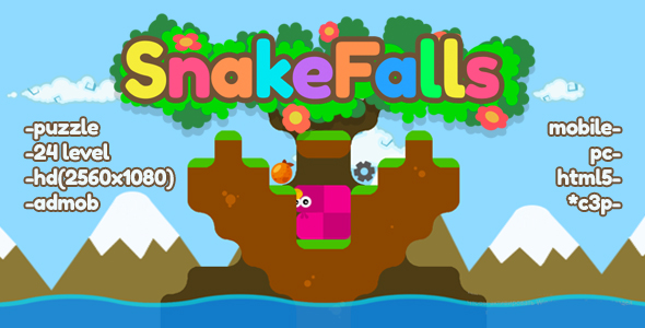 SnakeFalls - puzzle. html5, mobile (admob), pc. Construct 3 icon