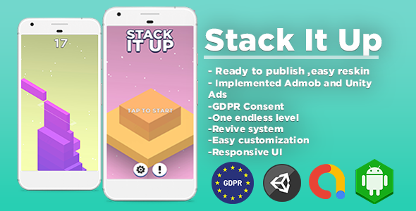 Stack It Up - Unity Template (Admob Ads +Unity Ads+ GDPR Consent) icon