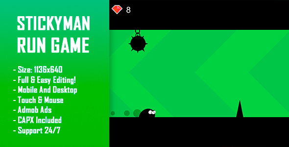Stickyman Run - HTML5 Game + Mobile Version! (Construct-2 CAPX) icon